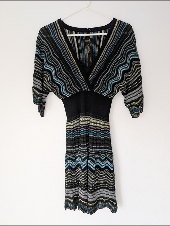 Laundry By Shelli Segal Dresses & Skirts - VTG Laundry By Shelli Segal - Y2K Wool Blend Metallic Chevron Knit Dress - Sz S